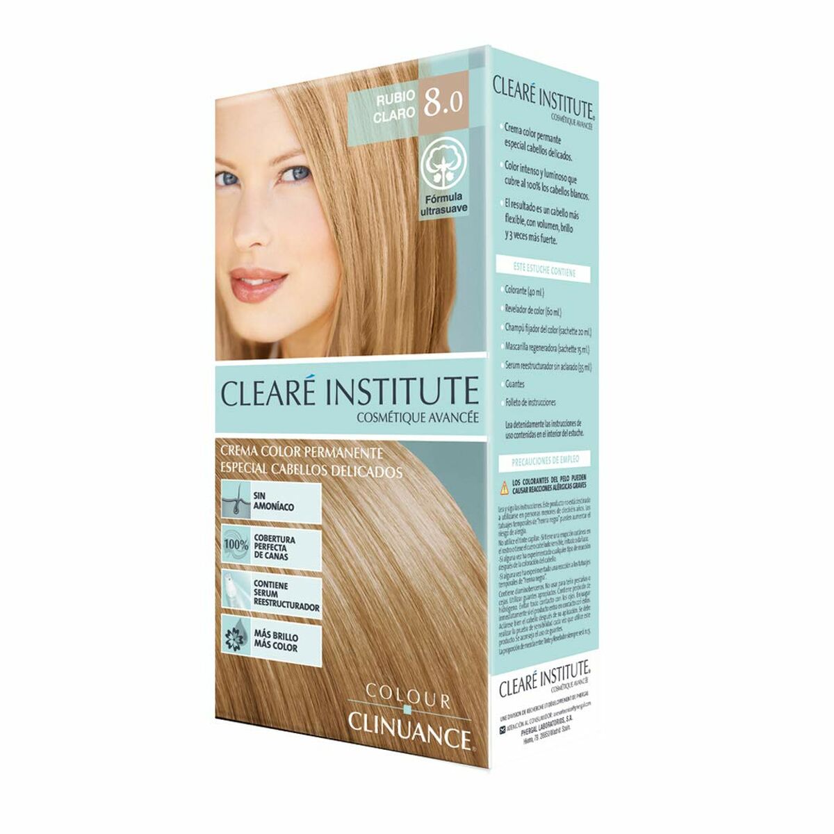 Permanente Farbcreme Clearé Institute Color Clinuance Nr. 8,0-Rubio Claro