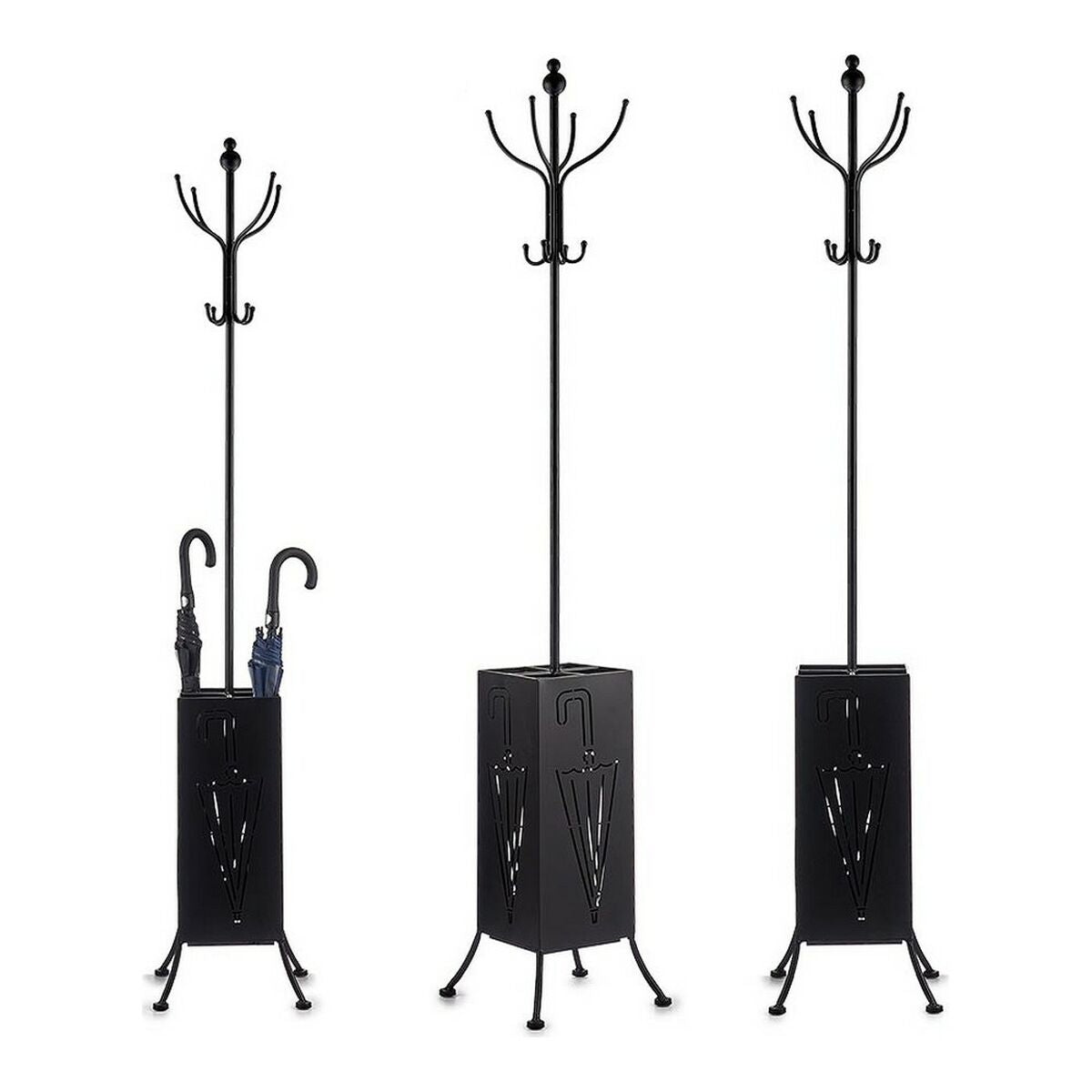 Coat rack Umbrella stand Black Metal (34 x 188 x 34 cm) Gift Decor