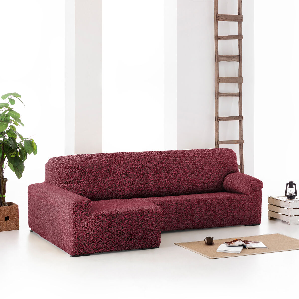 Right short arm chaise longue cover Eysa ROC Tile Dark Red 180 x 120 x 360 cm Eysa