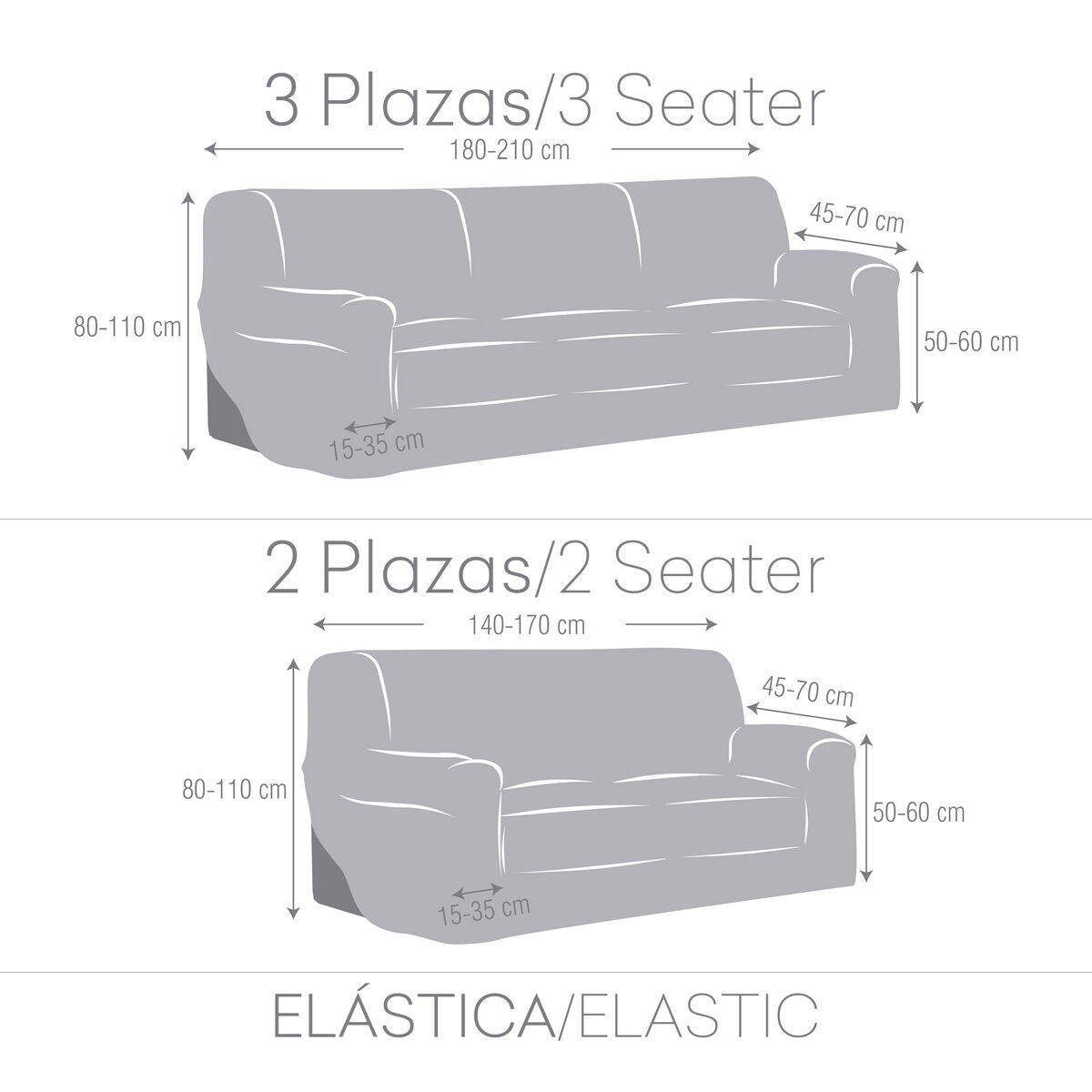 Sofa cover set Eysa ULISES Aquamarine 2 Pieces