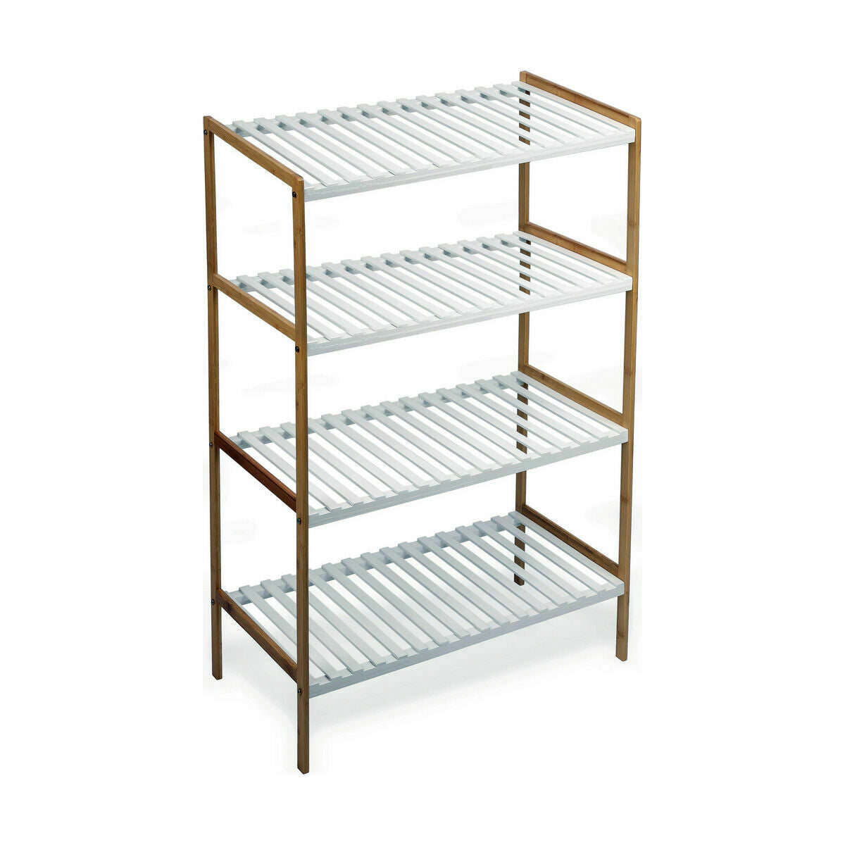 Shelves Confortime White Brown 4 Shelves Bamboo 70 x 35 x 100 cm (2 Units)