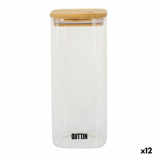 Food Preservation Container Quttin Bamboo Borosilicate Glass 1 L (12 Units)