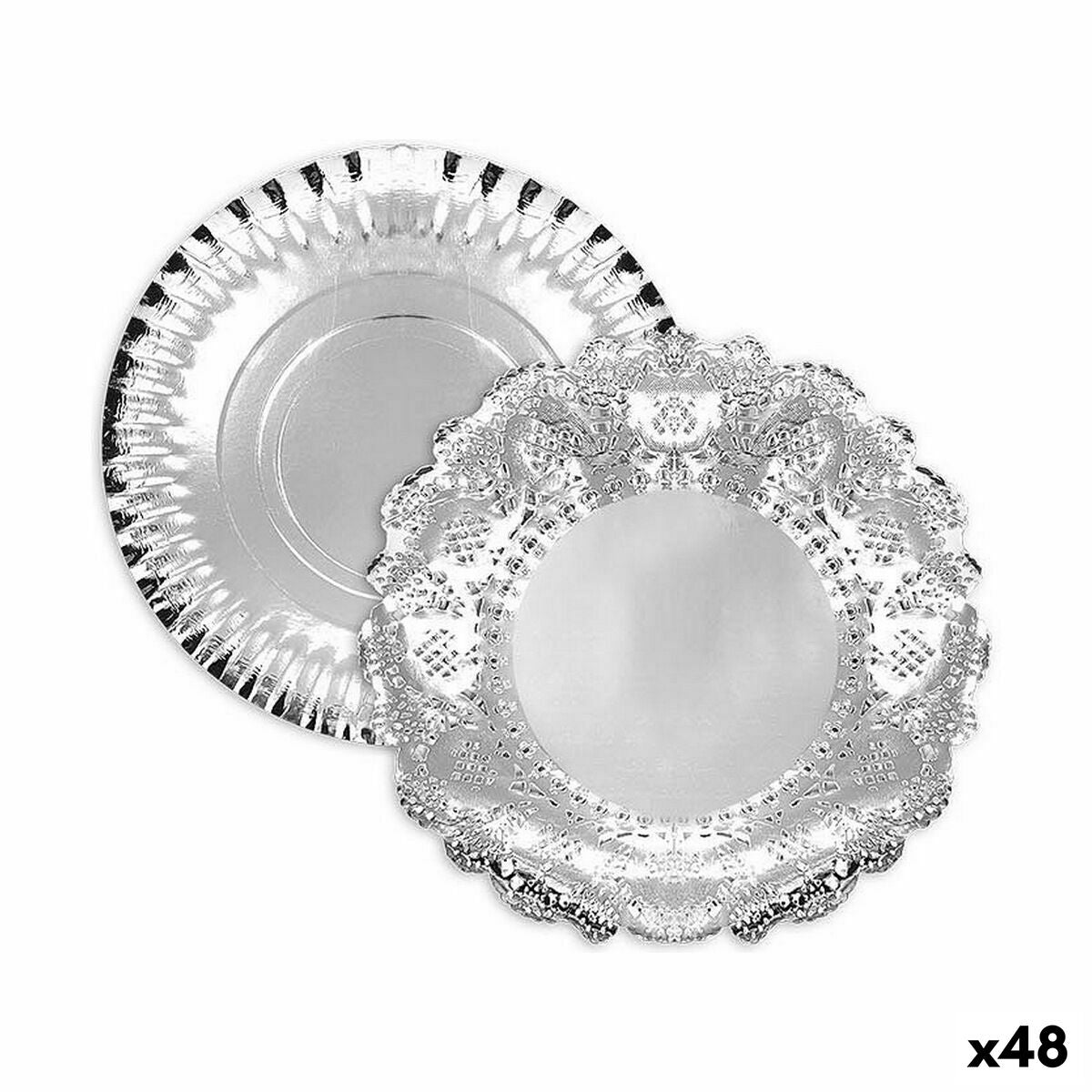 Snack tray Algon Silver Circular 35 x 35 x 2 cm (48 Units)