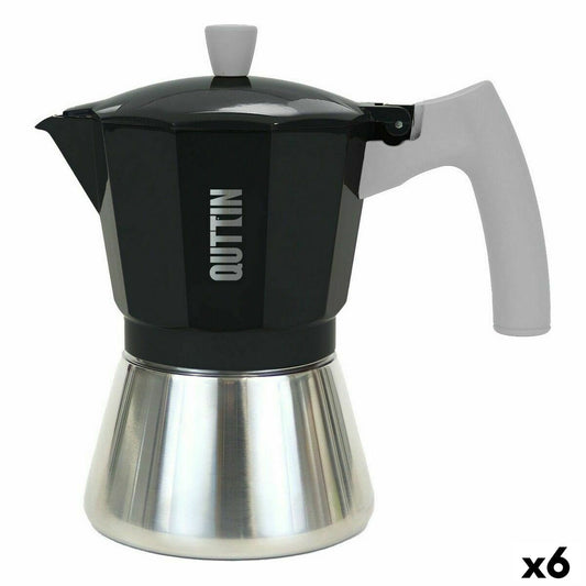 Italienische Kaffeekanne Quttin Aluminium Stahl 9 Tassen 450 ml (6 Stück)