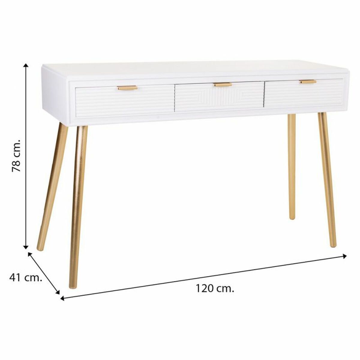 Hall Table with Drawers Alexandra House Living Golden MDF Wood 41 x 78 x 120 cm