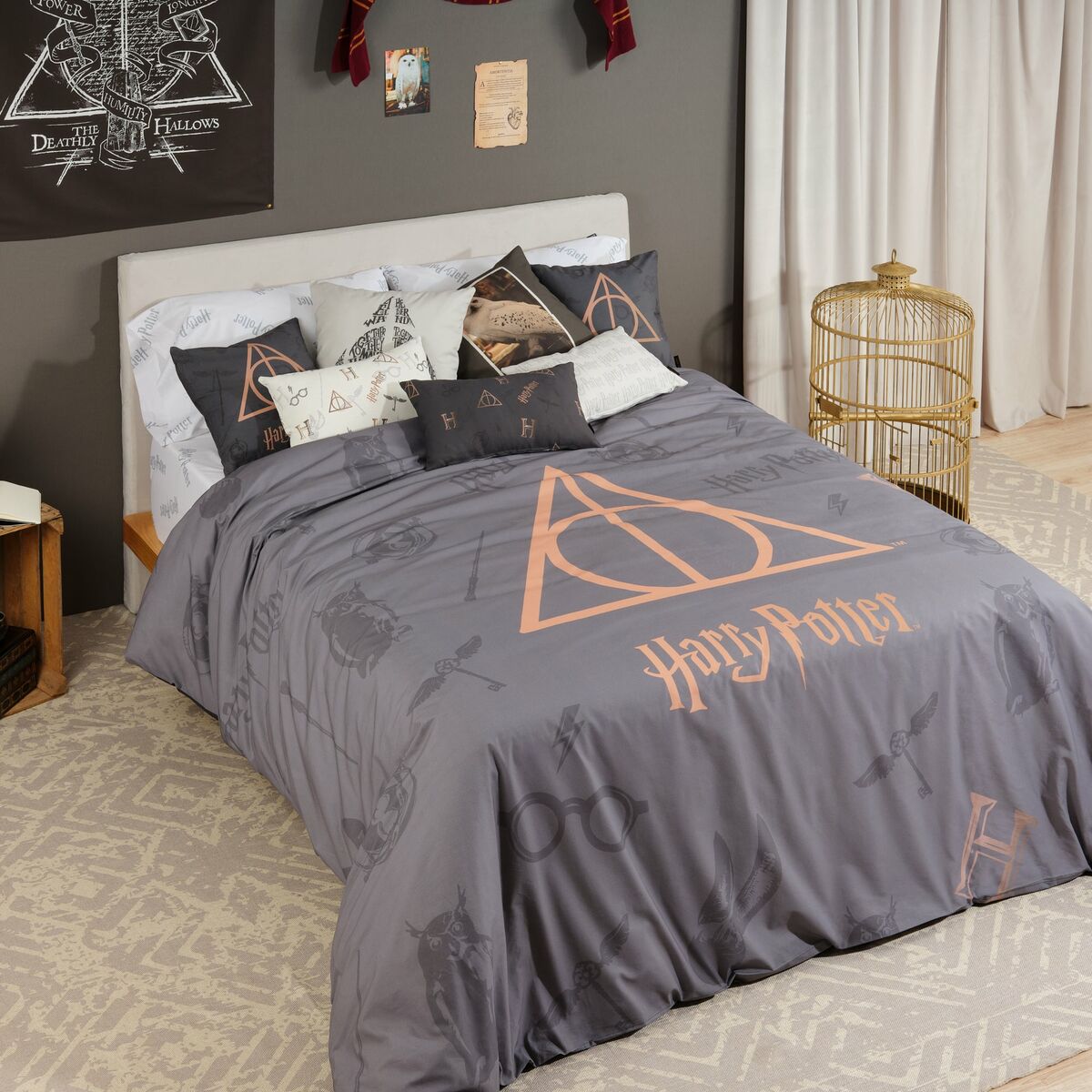 Nordic cover Harry Potter Deathly Hallows Multicolour 175 Threads 155 x 220 cm Single