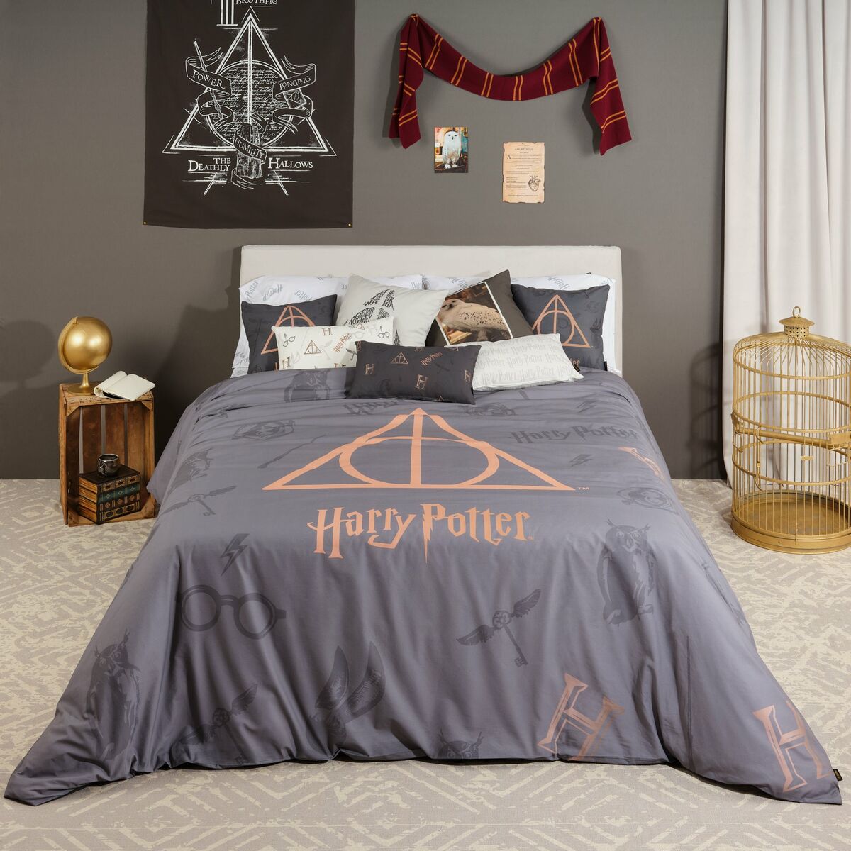 Nordic cover Harry Potter Deathly Hallows Multicolour 175 Threads 155 x 220 cm Single