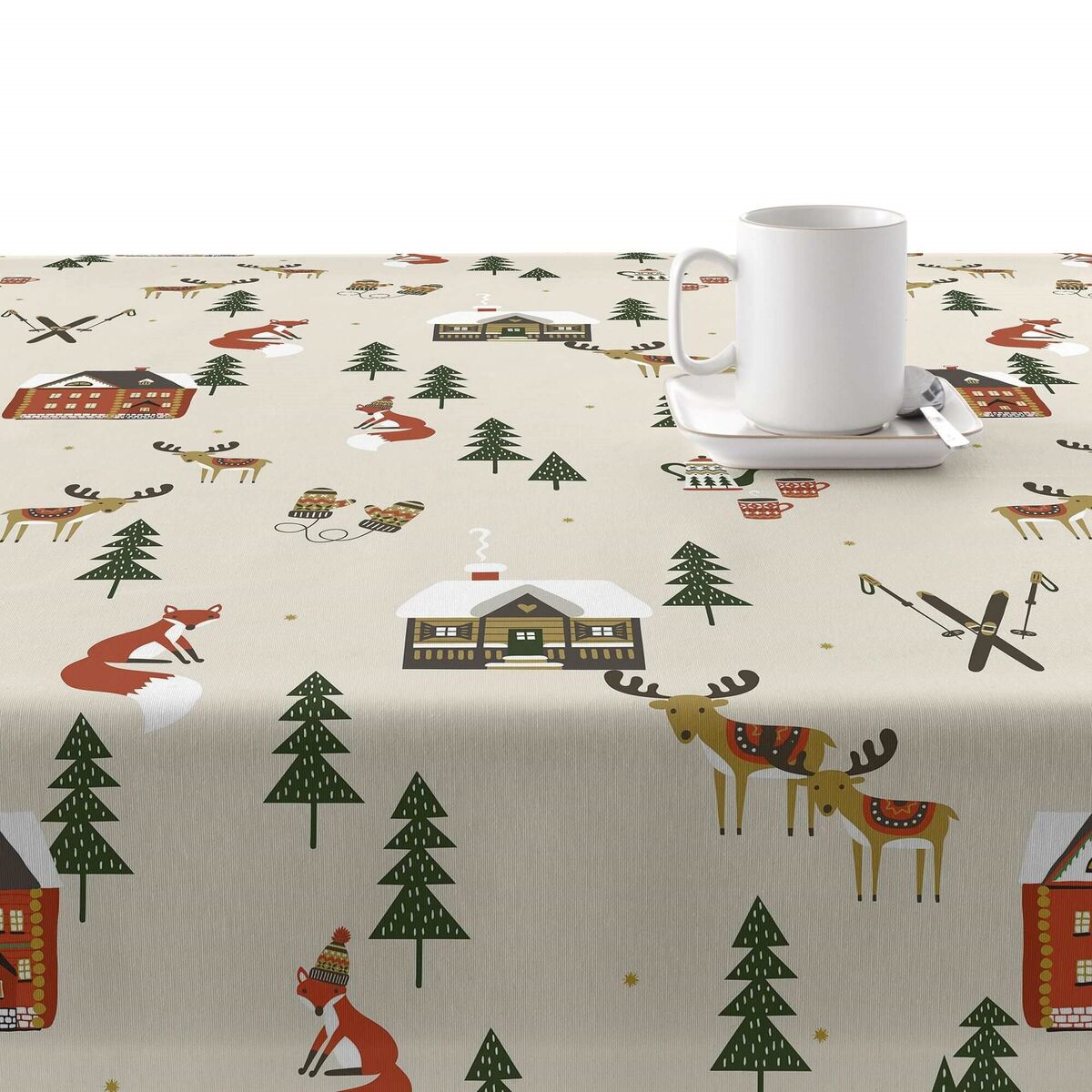 Stain-proof resined tablecloth Belum Merry Christmas Multicolour 250 x 150 cm