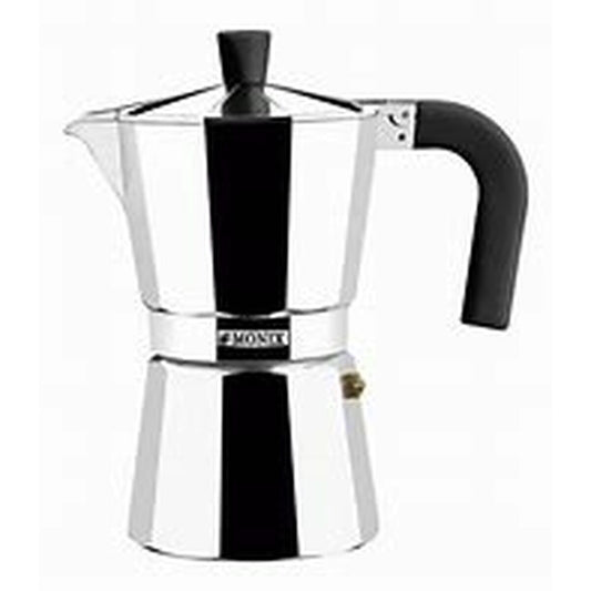 Italian Coffee Pot Monix Silver Metal Aluminium 3 Cups