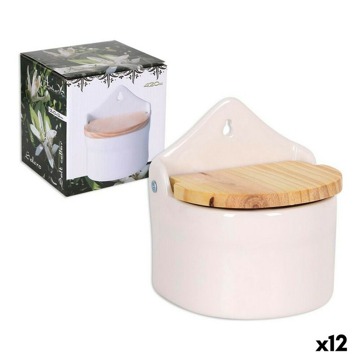 Salt Shaker with Lid Azahar Wood 420 ml 11,7 x 10 x 13 cm (12 Units)