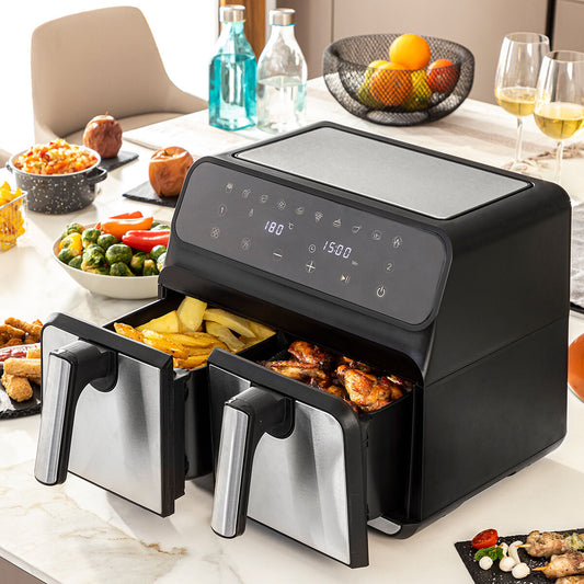 Air Fryer InnovaGoods Fryinn Double 8000 Black 3400 W 8 L Stainless steel