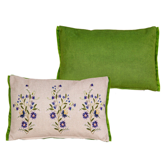 Cushion Romimex Green Beige Reversible 30 x 45 x 12 cm Embroidery Romimex