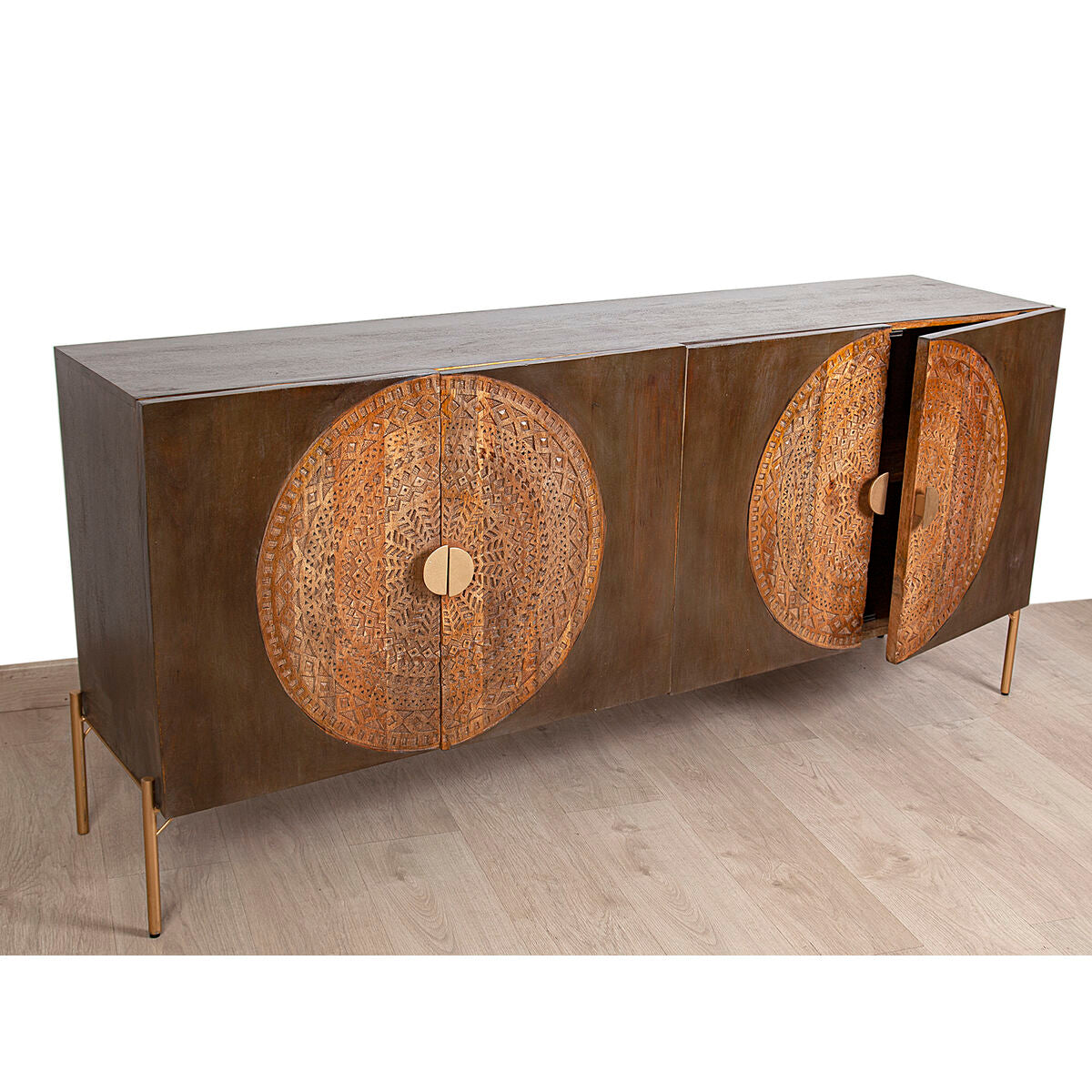 Sideboard Romimex Brown Metal Mango wood 175 x 80 x 40 cm Romimex