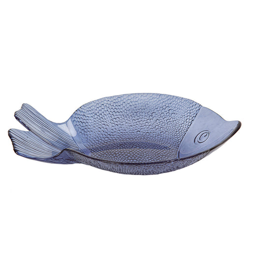 Decorative Plate Romimex Blue Glass Fish 34 x 5 x 25 cm Romimex