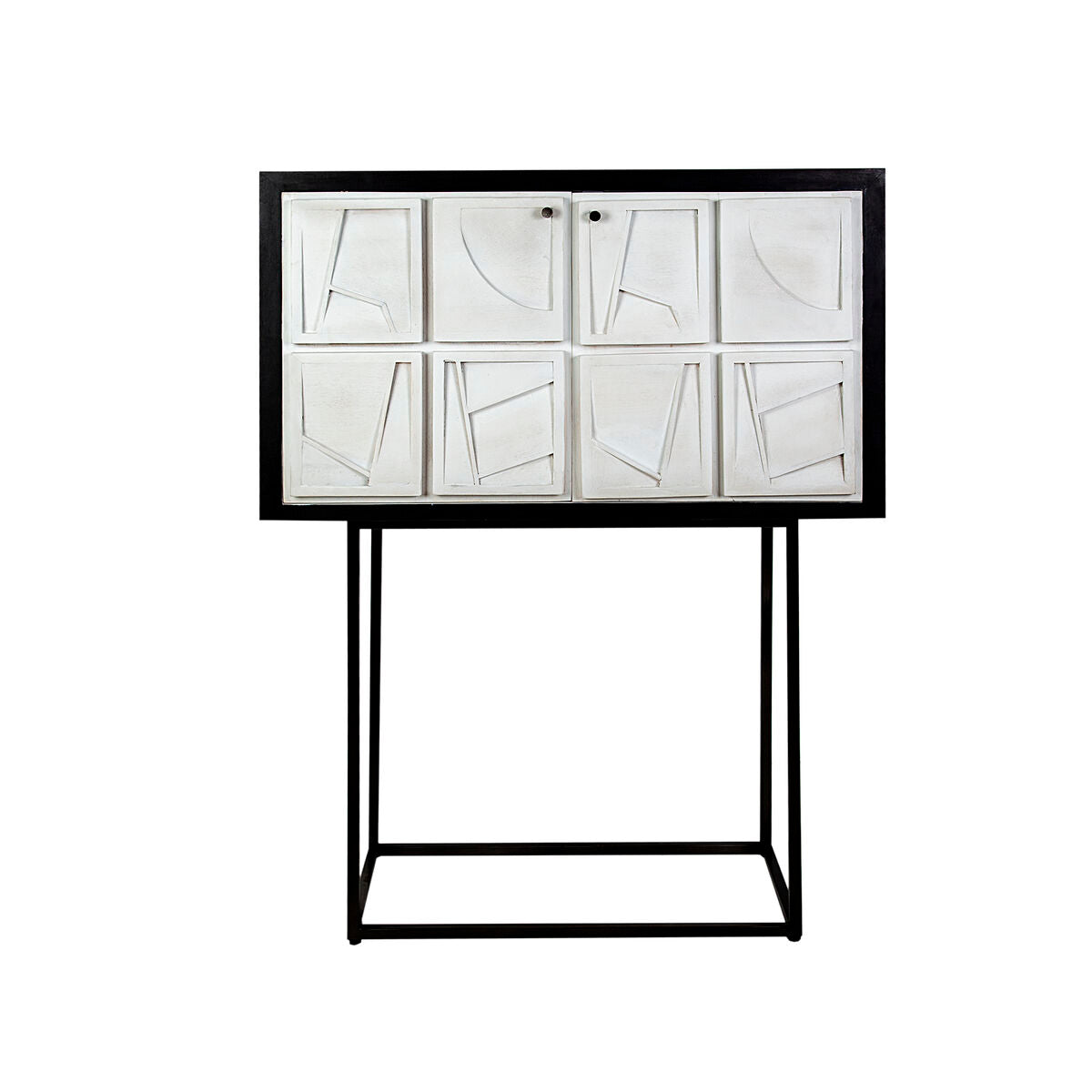 Cupboard Romimex White Black Wood 44 x 165 x 103 cm Romimex