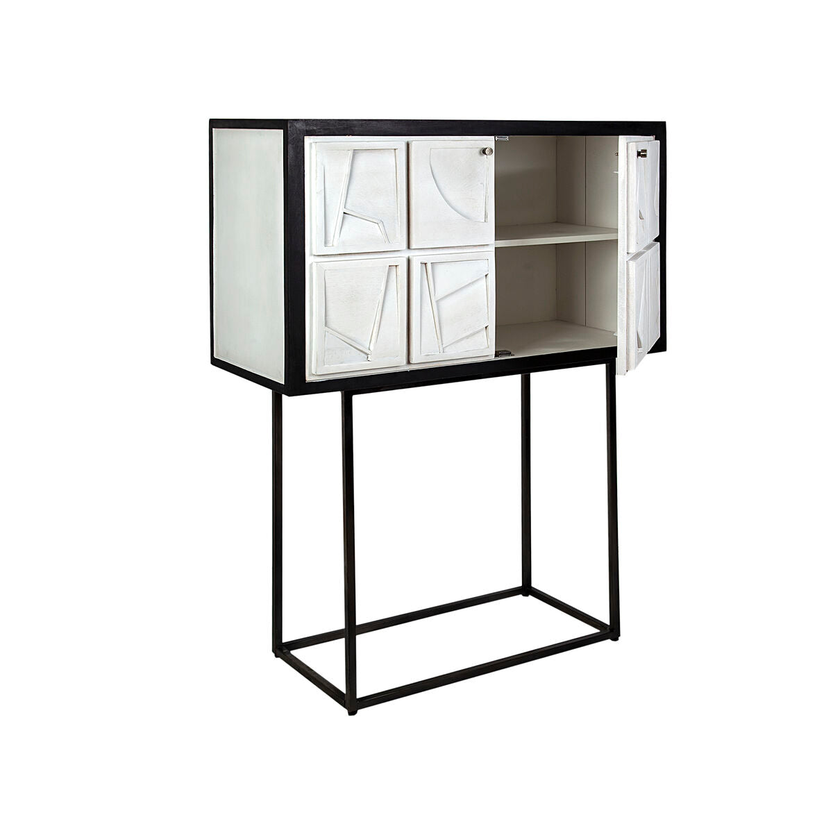 Cupboard Romimex White Black Wood 44 x 165 x 103 cm Romimex