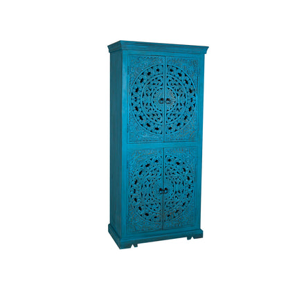 Cupboard Romimex Blue Mango wood 85 x 180 x 40 cm Romimex