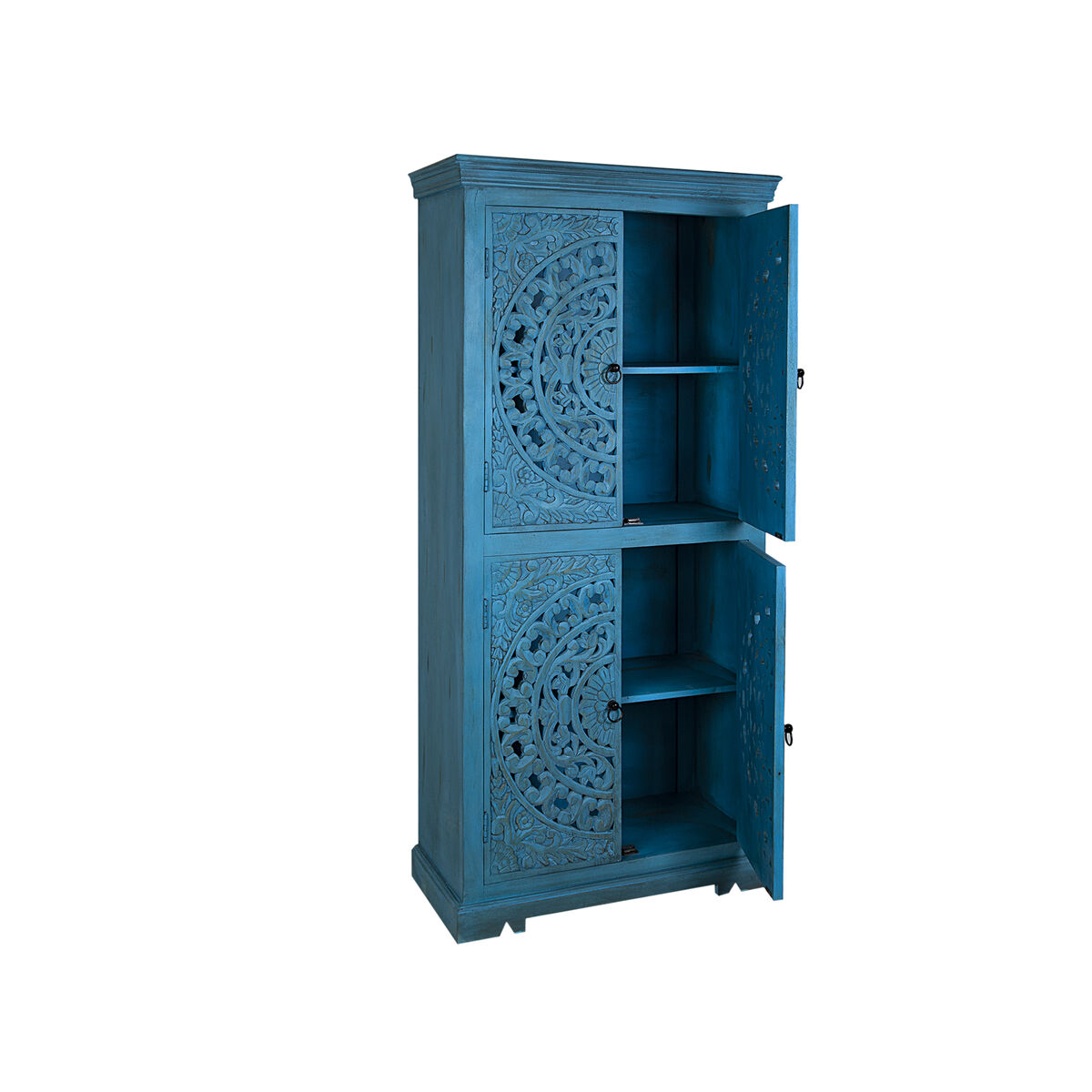 Cupboard Romimex Blue Mango wood 85 x 180 x 40 cm Romimex