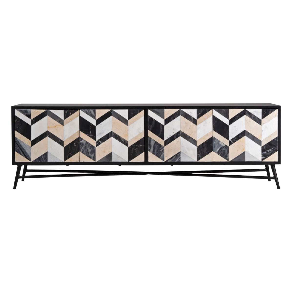 TV furniture Romimex Brown Black Golden 40 x 50 x 160 cm Romimex