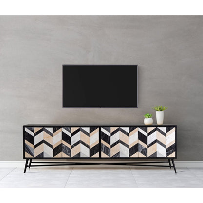 TV furniture Romimex Brown Black Golden 40 x 50 x 160 cm Romimex