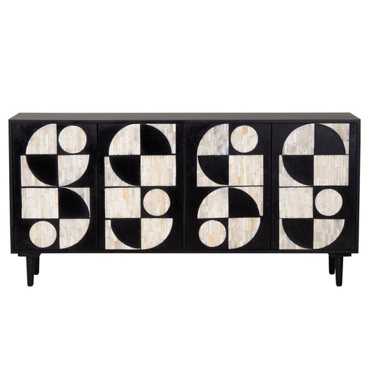 Sideboard Romimex Brown Black Wood Bone 40 x 80 x 160 cm Romimex