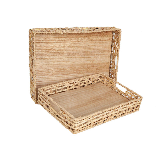 Set of trays Romimex Natural wicker 2 Pieces Romimex