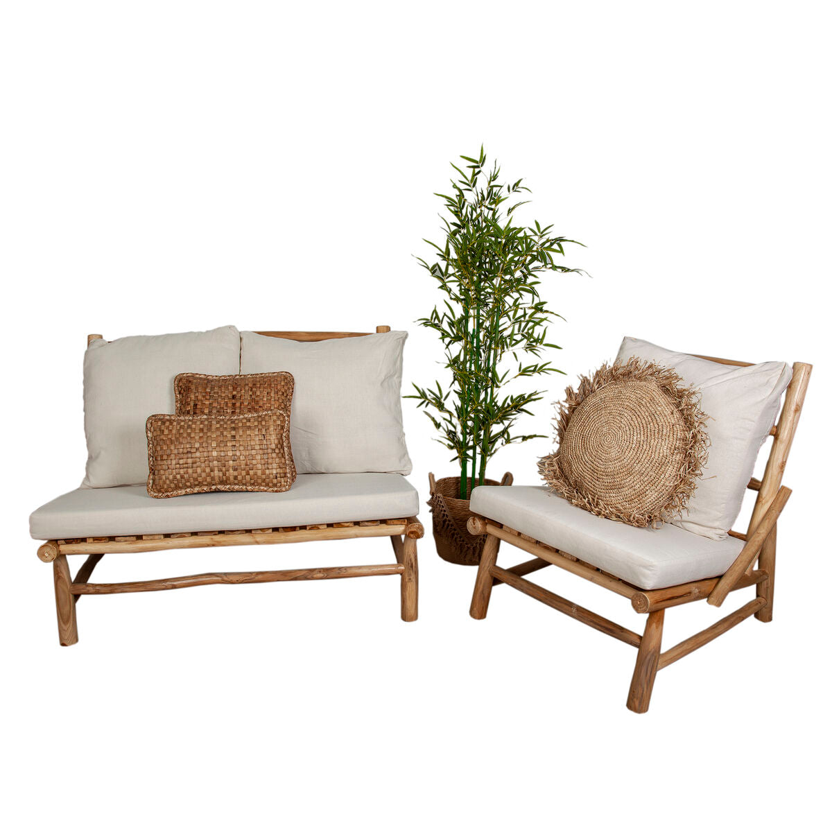 Garden sofa Romimex Natural 80 x 90 x 70 cm Greenhouse Romimex