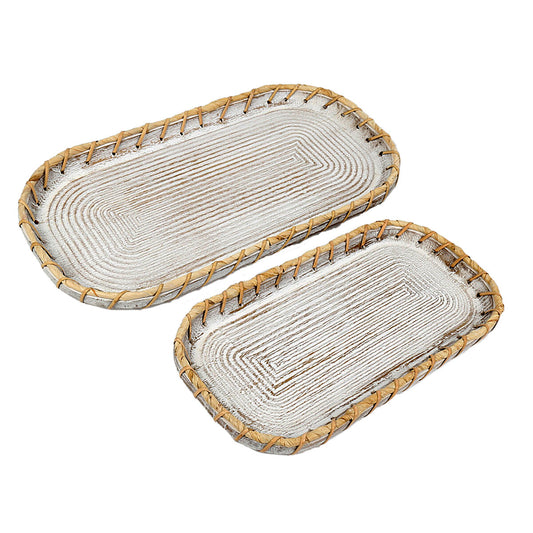 Set of trays Romimex Natural Wood 2 Pieces Romimex