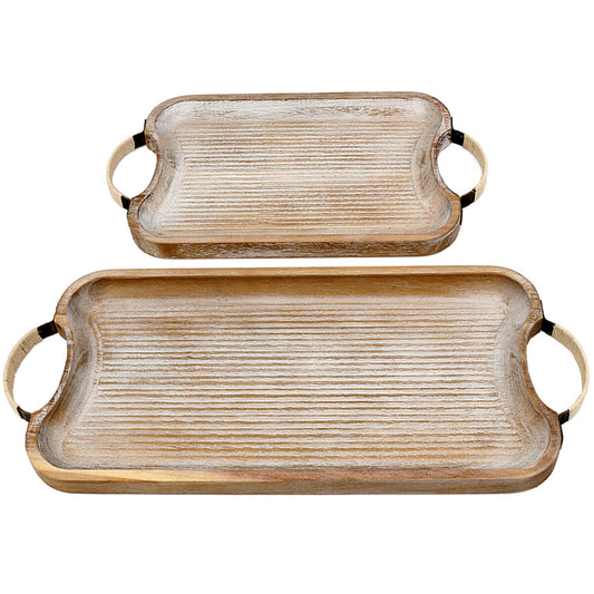 Set of trays Romimex Natural Wood 2 Pieces Romimex