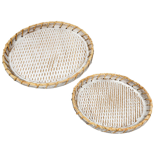 Set of trays Romimex Natural Wood 2 Pieces Romimex