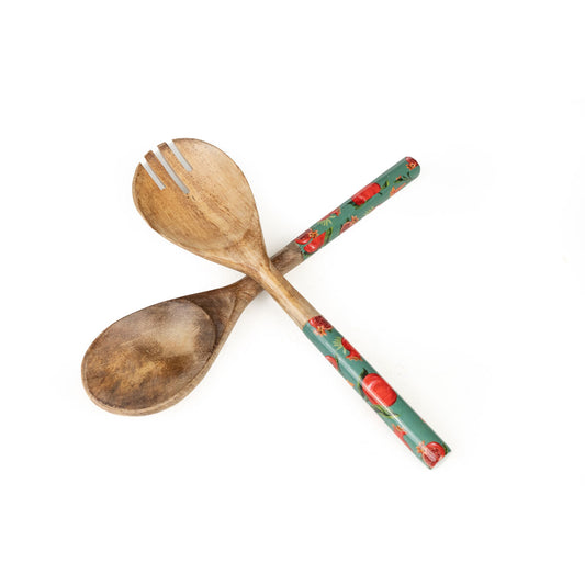 Salad serving utensils Romimex Red Green Mango wood (2 Pieces) Romimex