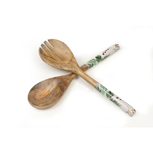 Salad serving utensils Romimex White Green Mango wood (2 Pieces) Romimex