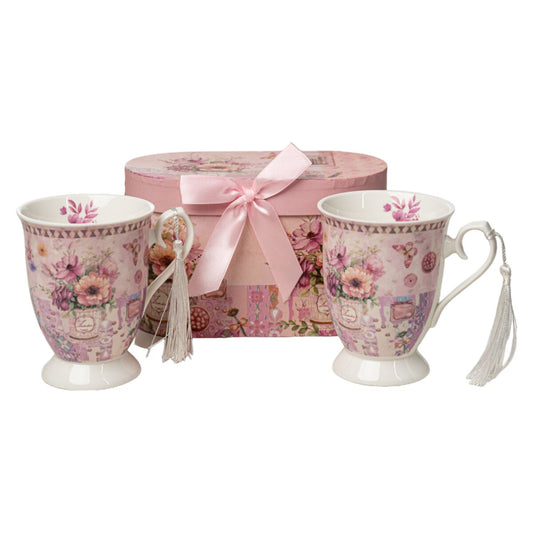 Set of Mugs Romimex Pink Ceramic 300 ml 2 Units Romimex