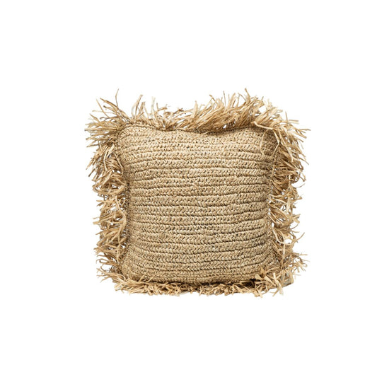 Cushion Romimex Natural Natural Fibre With tassles 40 x 40 x 12 cm Romimex