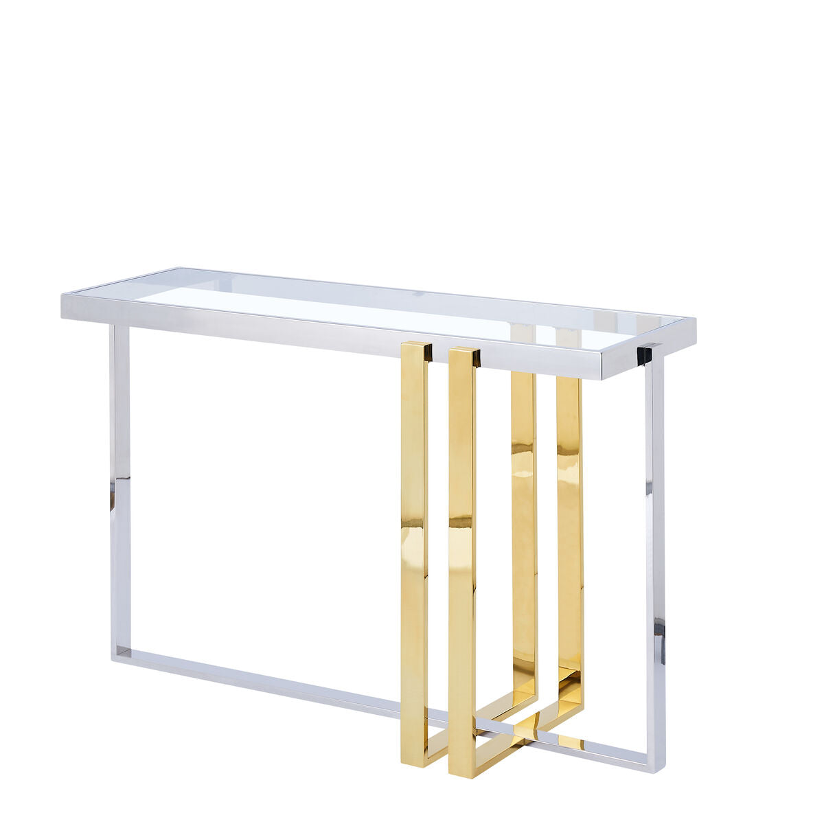 Console Romimex Golden Silver Stainless steel Tempered glass 120 x 78 x 40 cm Romimex