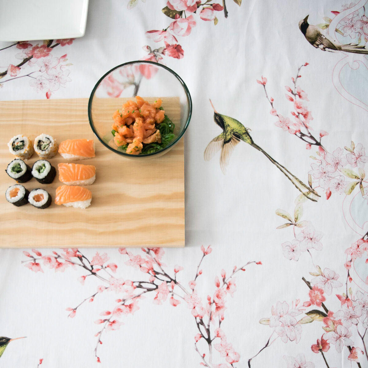 Tablecloth HappyFriday Chinoiserie Multicolour 150 x 150 cm HappyFriday