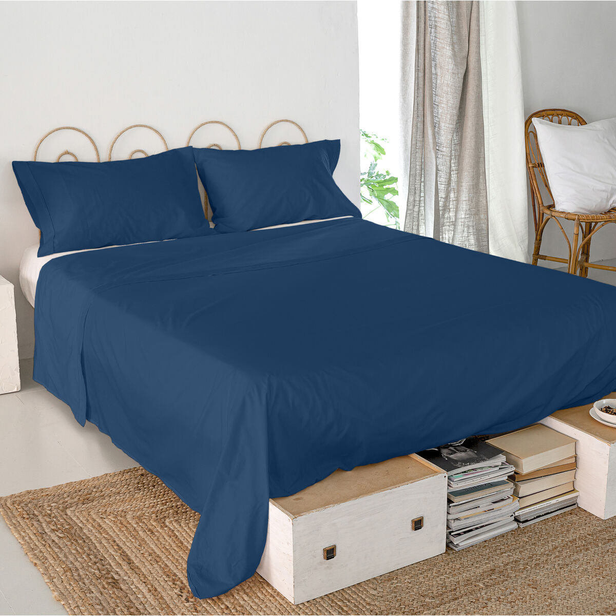 Top sheet HappyFriday Basic Navy Blue 240 x 270 cm HappyFriday