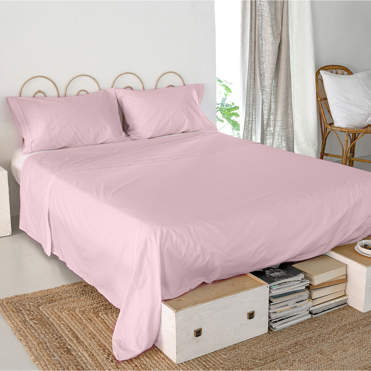 Top sheet HappyFriday Basic Light Pink 210 x 270 cm HappyFriday