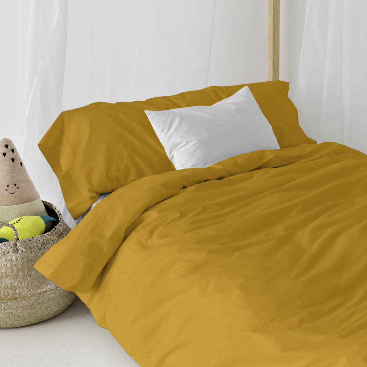 Duvet cover set HappyFriday Basic Kids Mustard Single 2 Pieces