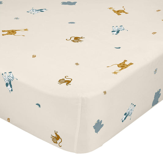 Fitted sheet HappyFriday Beige Multicolour 90 x 200 x 32 cm animals