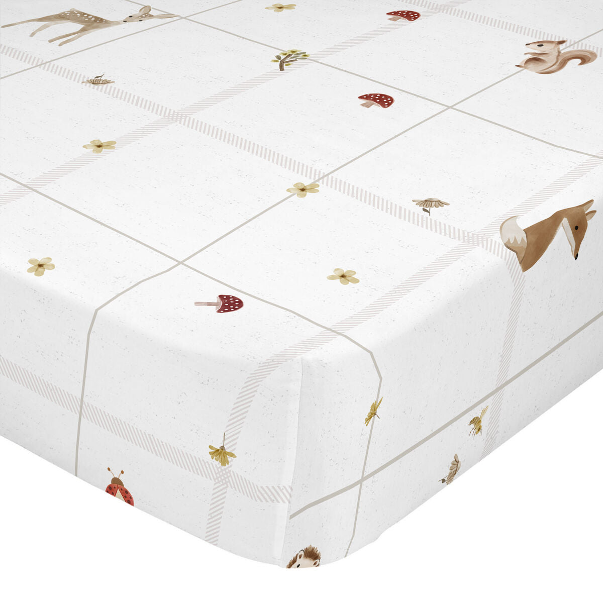 Fitted sheet HappyFriday Woods animals White Multicolour 70 x 140 x 14 cm HappyFriday