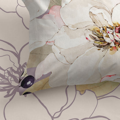 Fitted bottom sheet HappyFriday White Peonies Multicolour 200 x 200 x 32 cm HappyFriday