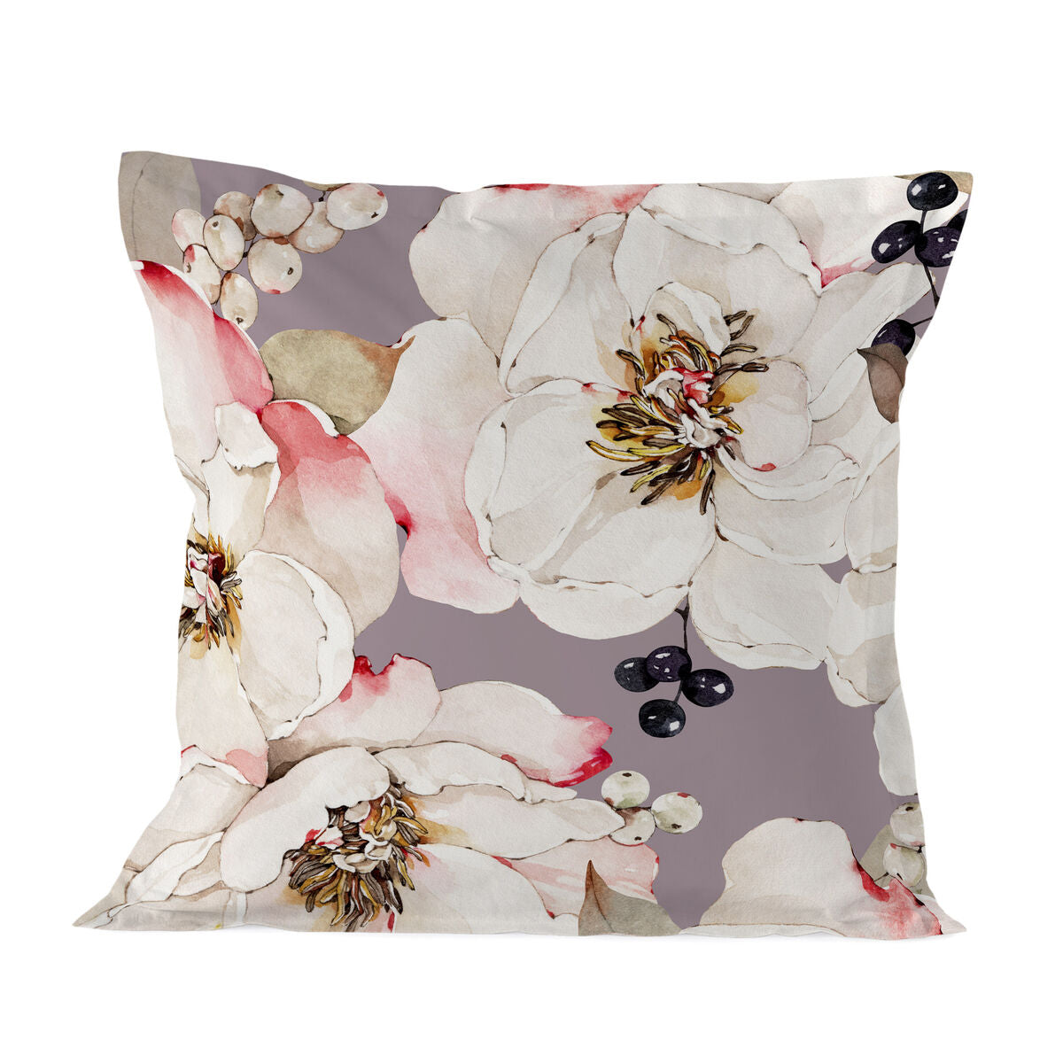 Pillowcase HappyFriday White Peonies Multicolour 60 x 60 cm HappyFriday