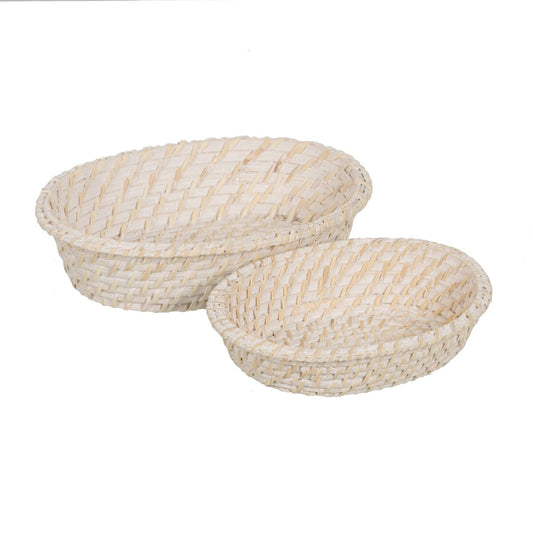 Tray White Bamboo Rattan 29 x 22 x 7 cm (2 Units)