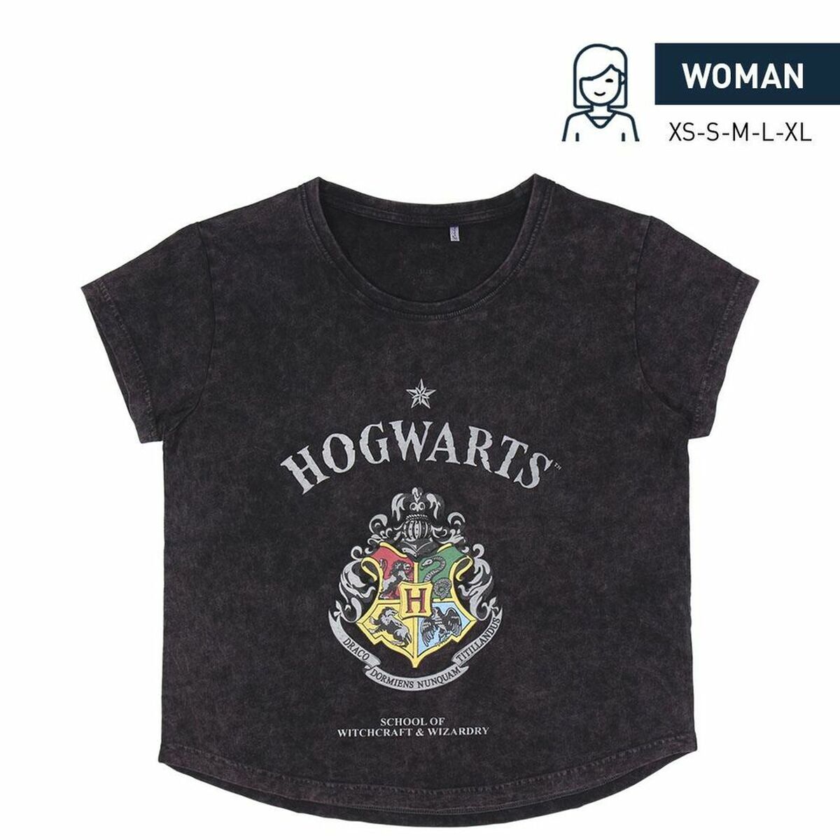 Kurzarm-T-Shirt für Damen, Harry Potter, Grau, Dunkelgrau