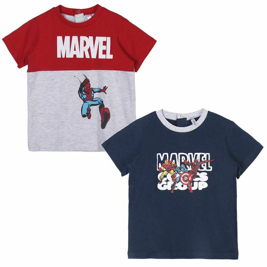 Kurzarm-T-Shirt für Kinder Marvel Grau 2 Einheiten