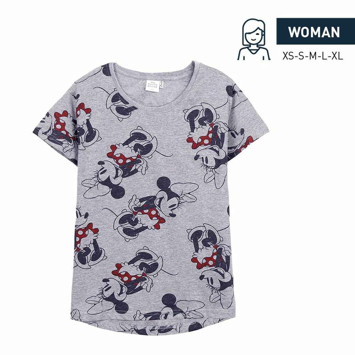 Kurzarm-T-Shirt für Damen, Minnie Mouse, Grau