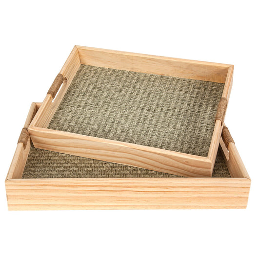 Set of trays Romimex Natural Wood 40 x 5 x 30 cm 35 x 25 x 5 cm 2 Pieces Romimex