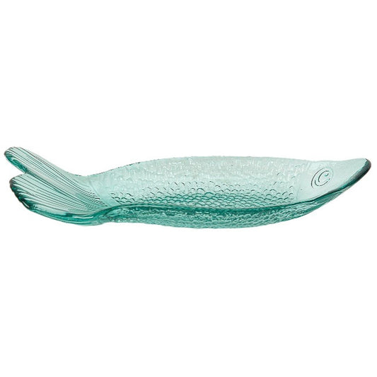 Decorative Plate Romimex Turquoise Glass Fish 30 x 5 x 12 cm Romimex