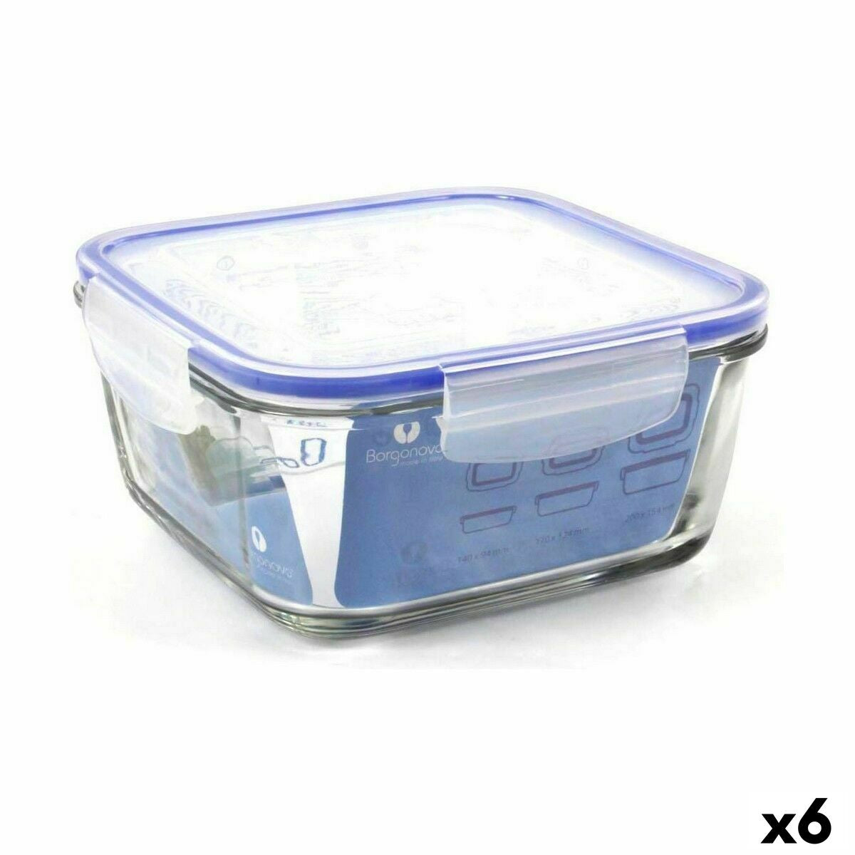 Hermetic Lunch Box Borgonovo Superblock Squared 18 x 18 x 8,5 cm (6 Units)